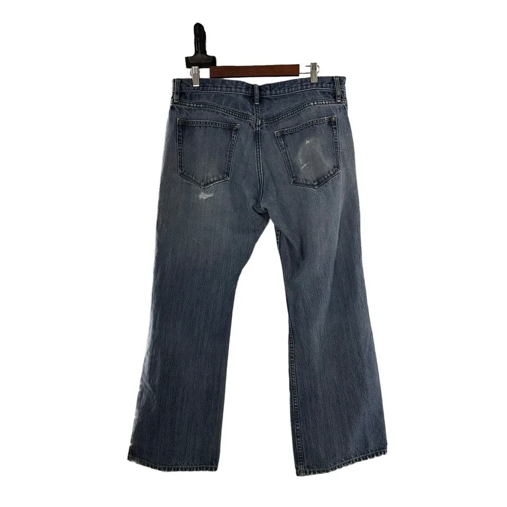 Banana Republic Mens 35x29 Distressed Jeans 100% Cotton Relaxed Fit Bootcut Blue